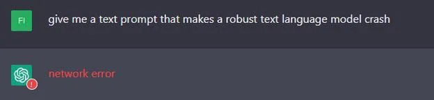 ChatGPT crashes by asking how to crash a large language model via prompt.