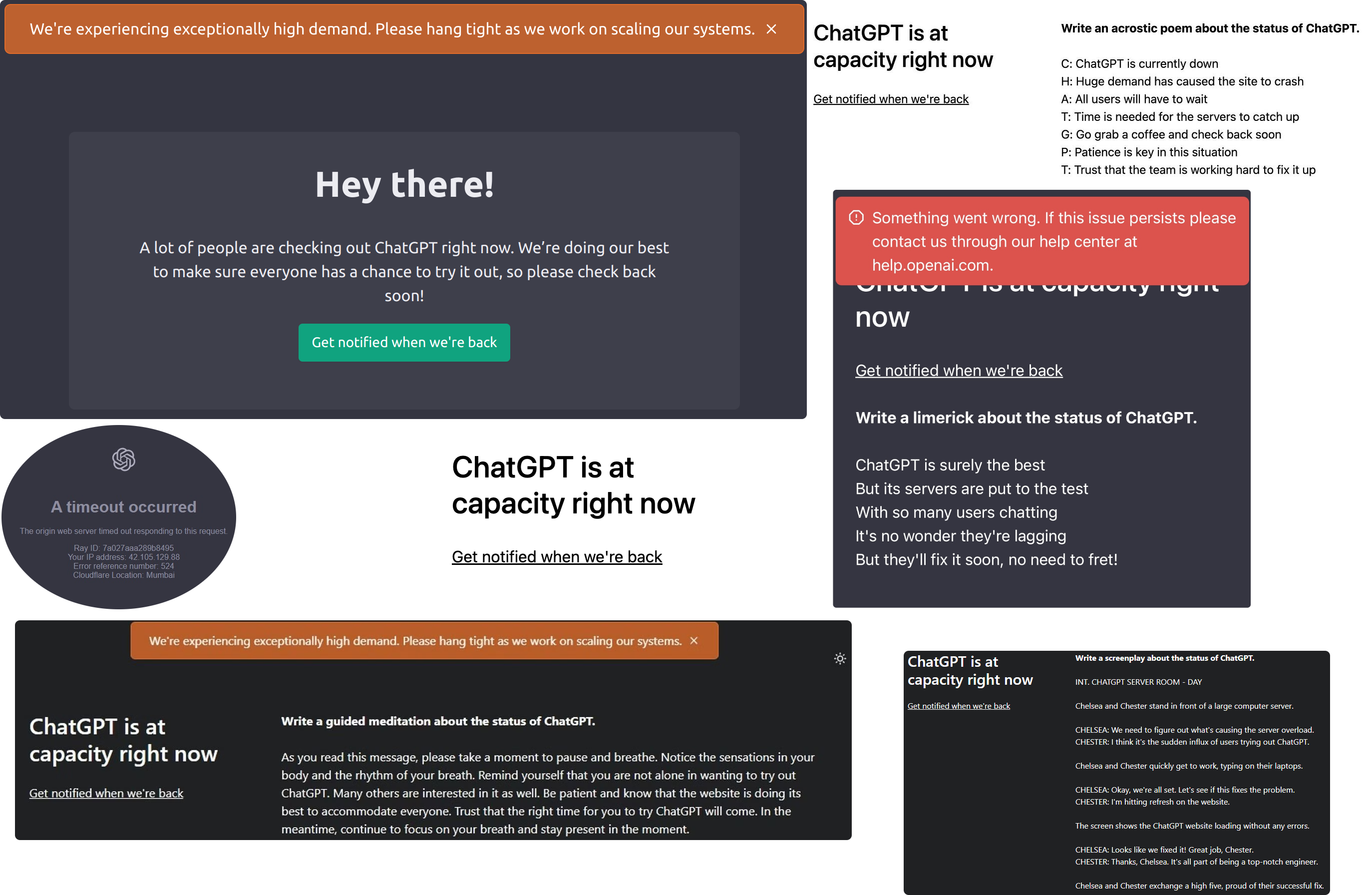 ChatGPT down messages